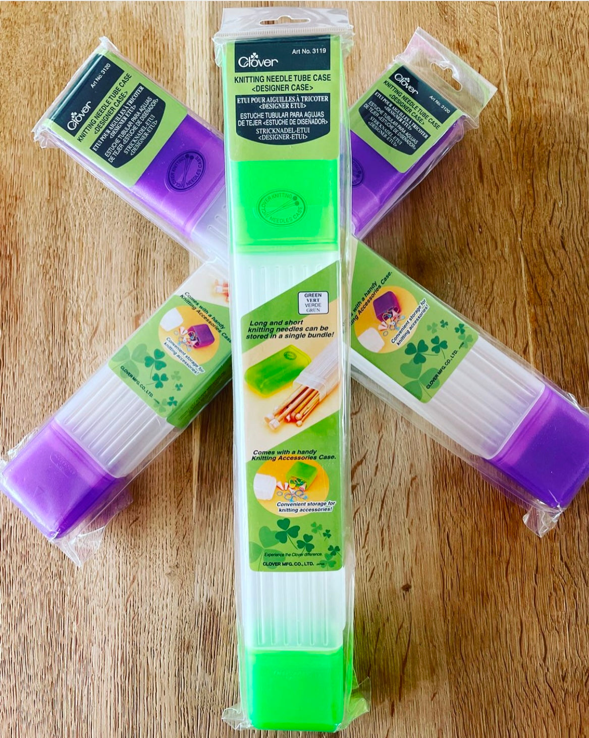 Clover Knitting Needle Tube Case - Green or Purple